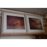 Boyce, pair of coloured prints Magestic Sky and Red Towel, signed in pencil, framed and glazed