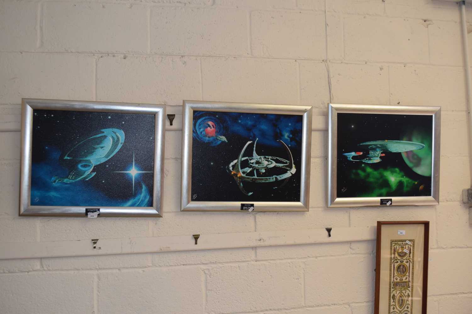 Star Trek Interest - A group of three coloured limited edition prints on canvas, the USS