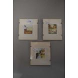 Emma Daniels, a group of three miniature pictures of rural scenes