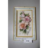 A Capodimonte wall plaque decorated with roses, certificate to the reverse