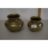 Two Indian brass vases