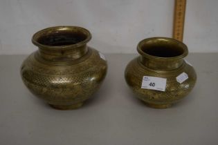 Two Indian brass vases