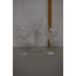 Two large Stuart crystal wine glasses plus one other (3)