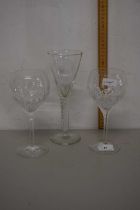Two large Stuart crystal wine glasses plus one other (3)