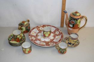 Mixed Lot: A Japanese tea set together with two further reproduction Chinese plates