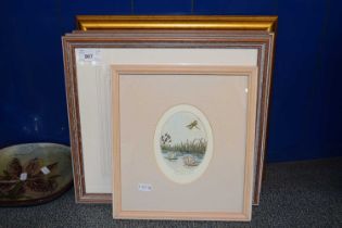 Mixed Lot: Coloured prints views of Norwich and others plus a further pottery floral dish