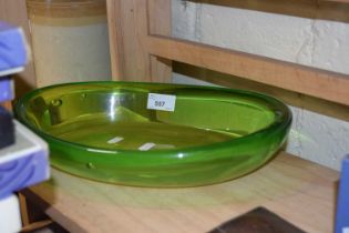 A lime green glass bowl