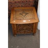 Late 19th Century carved oak box commode