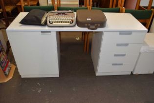 A white finish twin pedestal desk or dressing table