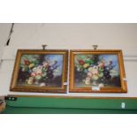 Pair of floral still lifes, gilt framed