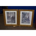 Two reproduction golfing prints, gilt framed