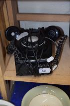A black vintage telephone