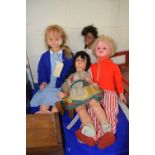 Group of four vintage dolls