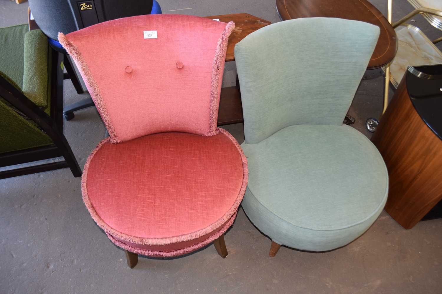 Two retro curved back side chairs