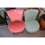 Two retro curved back side chairs