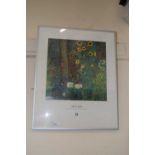 Gustav Klimt garden with sunflowers, print, framed and glazed