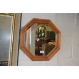 Modern octagonal pine framed wall mirror