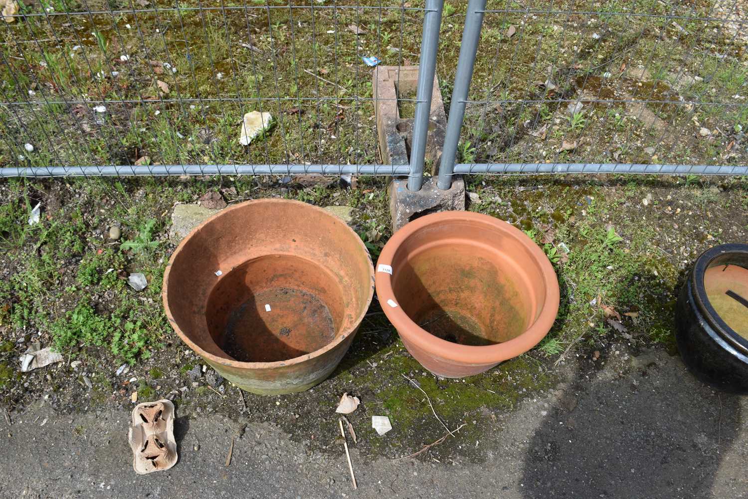 Three terracotta plant pots