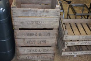 Three vintage apple crates