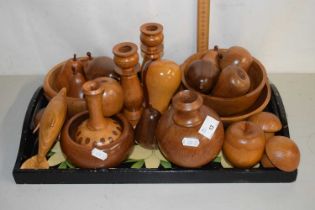 Mixed Lot: Various polished wooden fruit etc