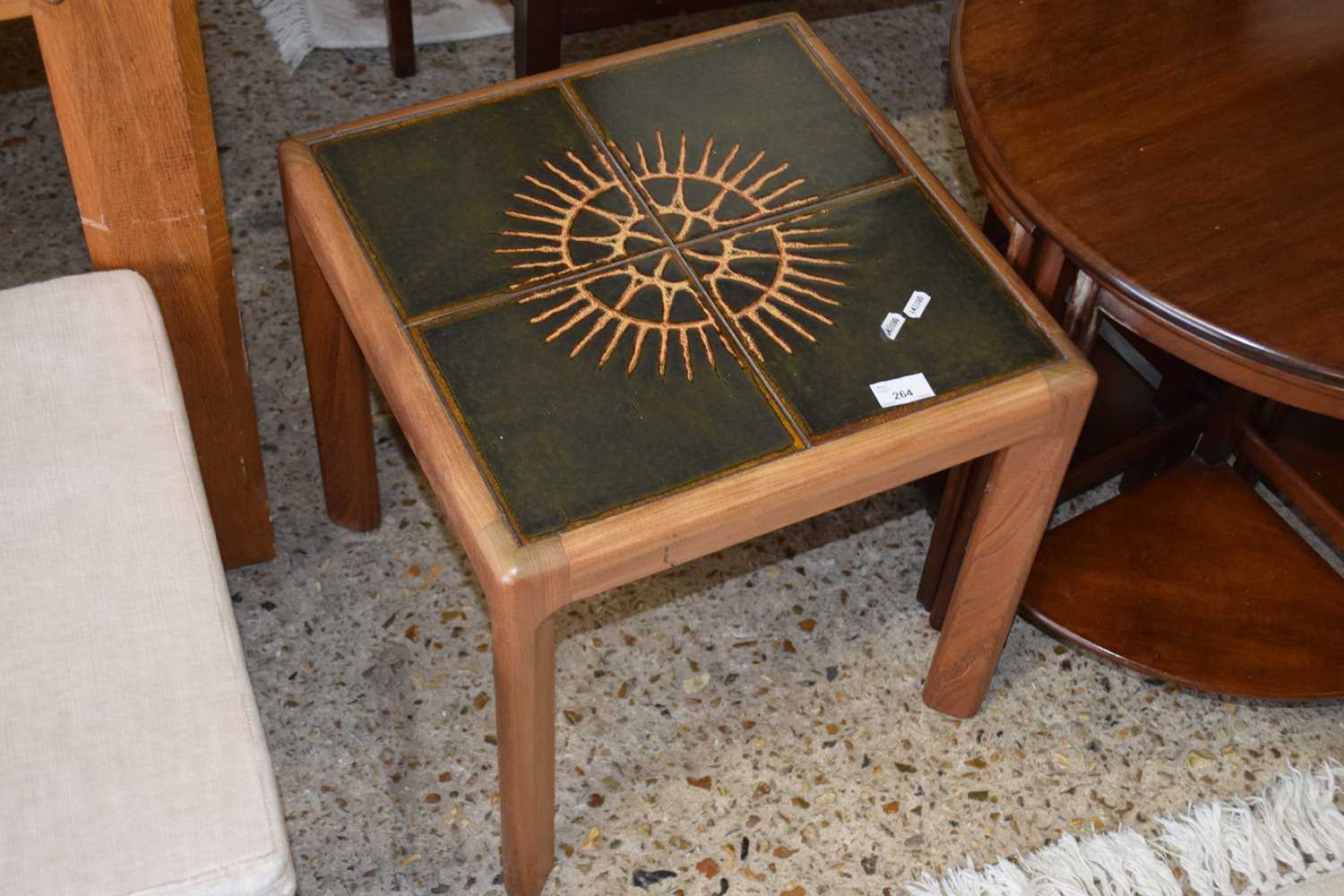A mid Century tile top coffee table