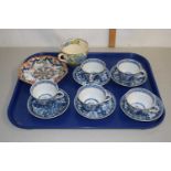Mixed Lot: Oriental blue and white cups and saucers and others