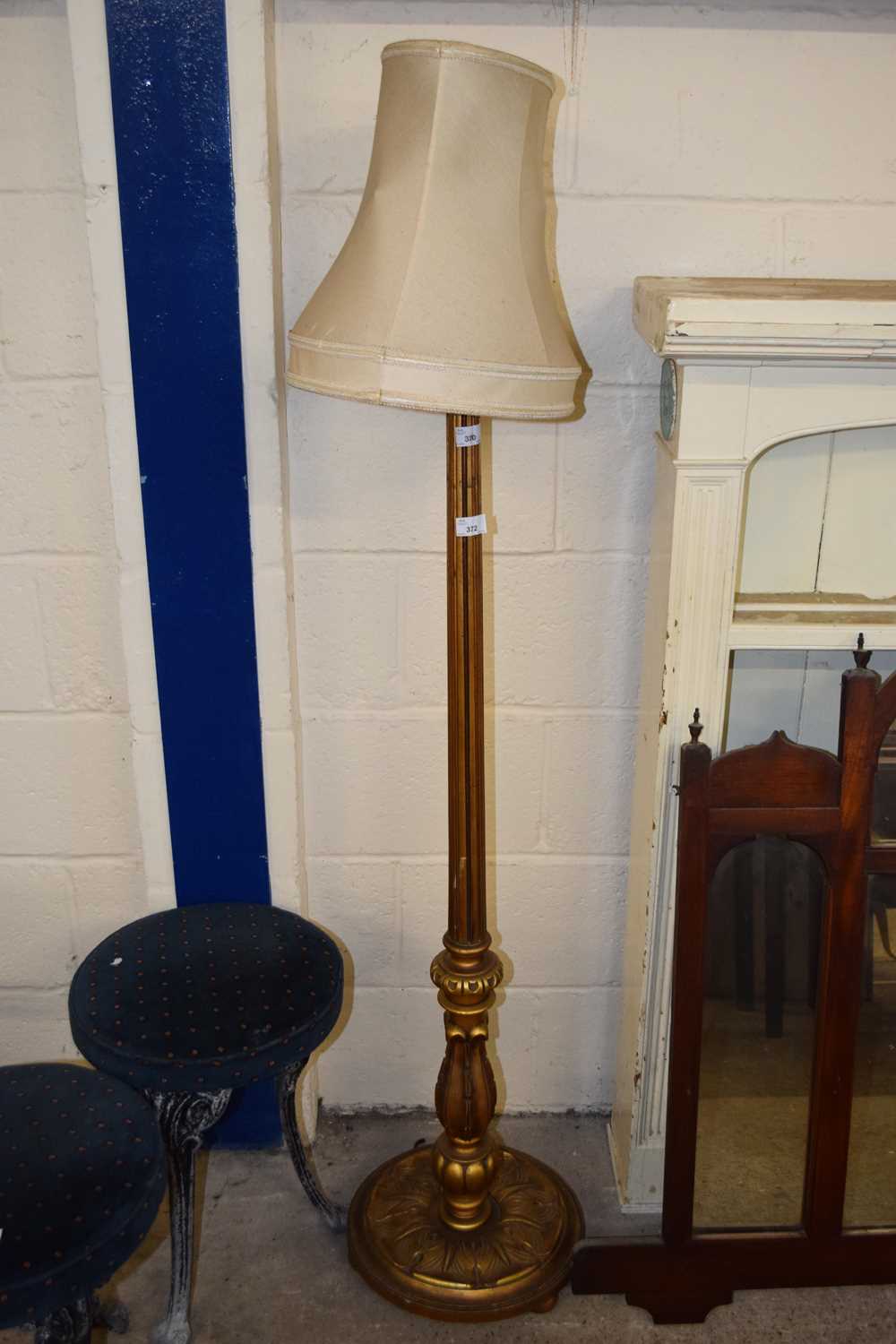 20th Century gilt wood standard lamp