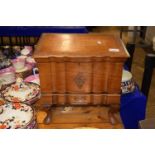 Far Eastern hardwood sewing box with fitted interior and base drawer