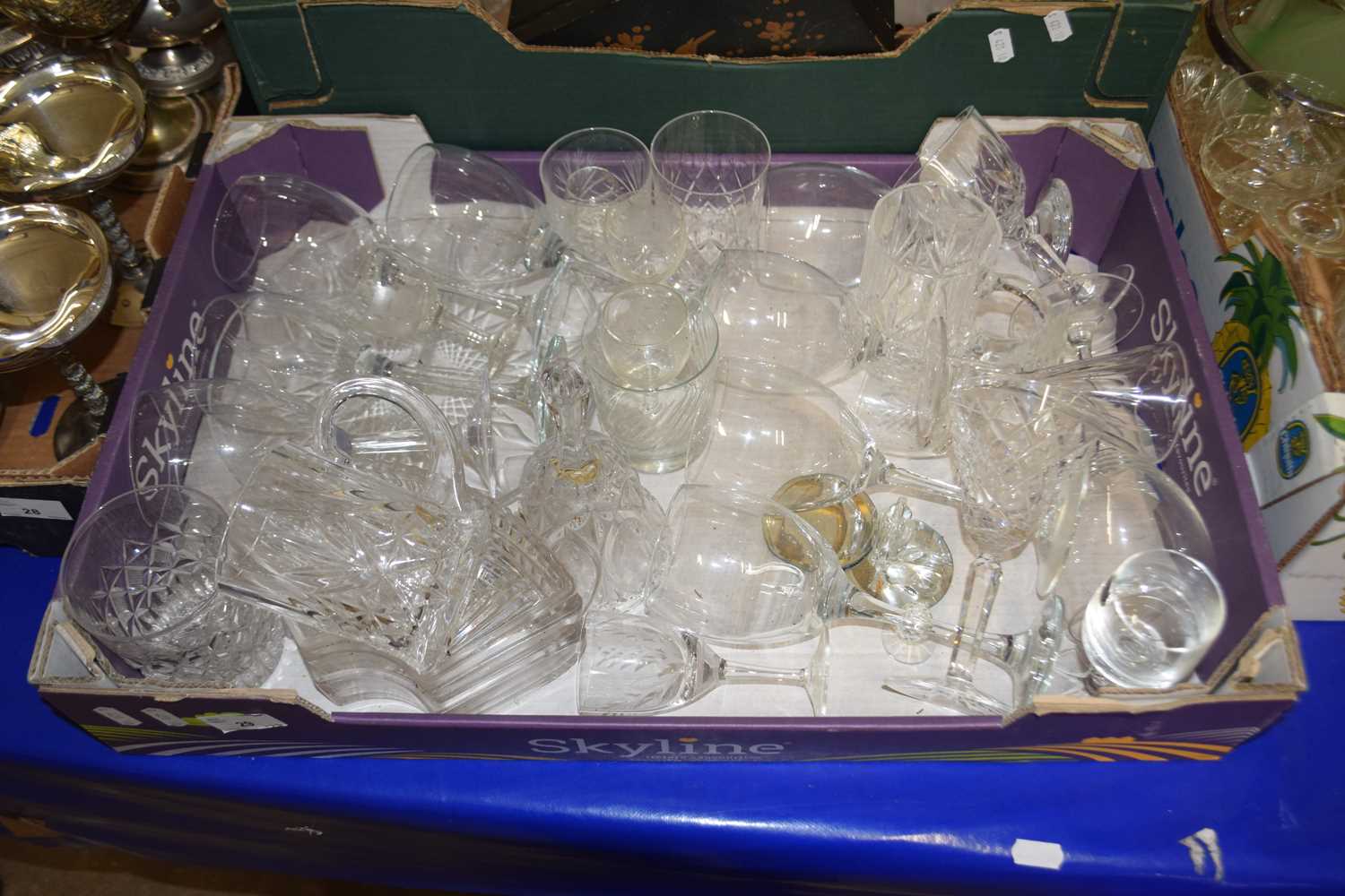 One box of various assorted drinking glasses