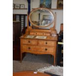 Late Victorian Pollard oak veneered dressing table with oval mirrored back