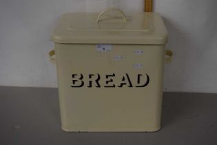 An enamel bread bin