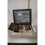 Mixed Lot: Framed RAF badges, framed cigarette cards, RAF Battle of Britain 50th Anniversary