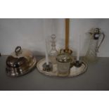 Mixed Lot: Various silver plated wares to include silver plated meat cover, serving trays, silver