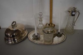 Mixed Lot: Various silver plated wares to include silver plated meat cover, serving trays, silver