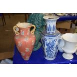 20th Century Chinese blue and white vase plus one other (2)