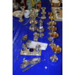 Mixed Lot: Silver plated candelabra, goblets, cruet set etc