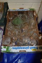 Box of various mixed drinking glasses and other assorted items