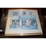 Two coloured prints of French scenes