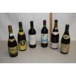 Five bottles of assorted wine