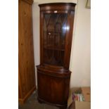 Mahogany veneered corner display cabinet