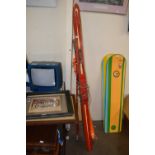 Vintage skis and poles