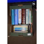 Box of hardback books Trafalgar, D H Lawrence etc