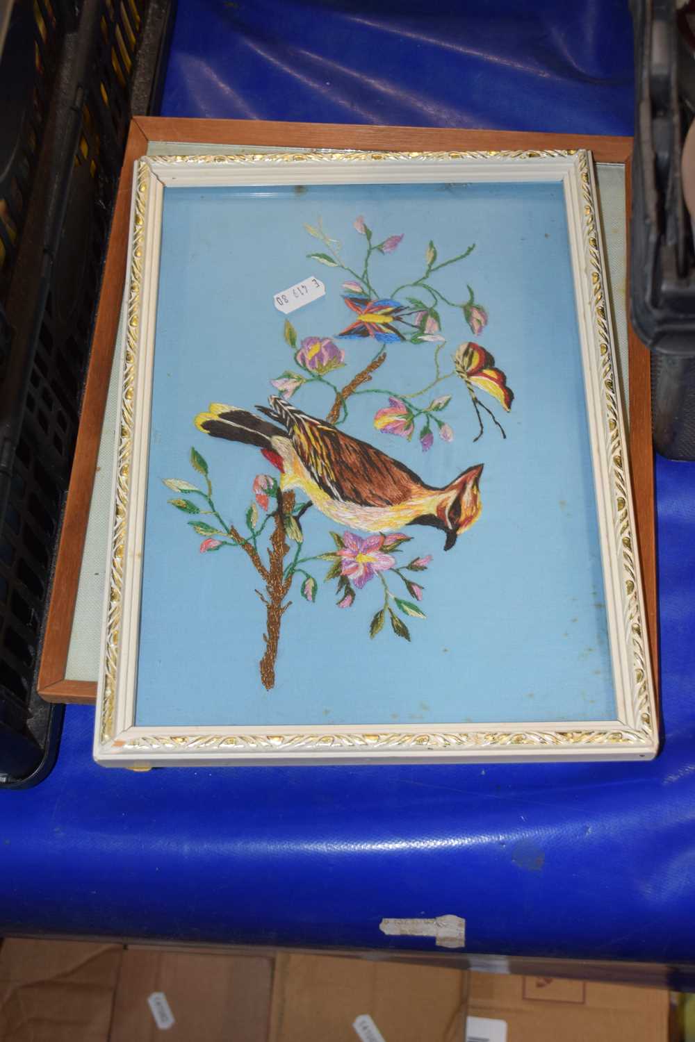 Three embroidered pictures of birds and branches - Image 2 of 3