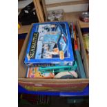 Box of various assorted games and house clearance items