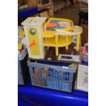 Box containing a quantity of children's plastic toys
