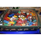 Two boxes of various vintage toy vehicles