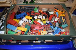 Two boxes of various vintage toy vehicles