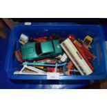 Box of assorted toy vehicles