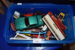 Box of assorted toy vehicles