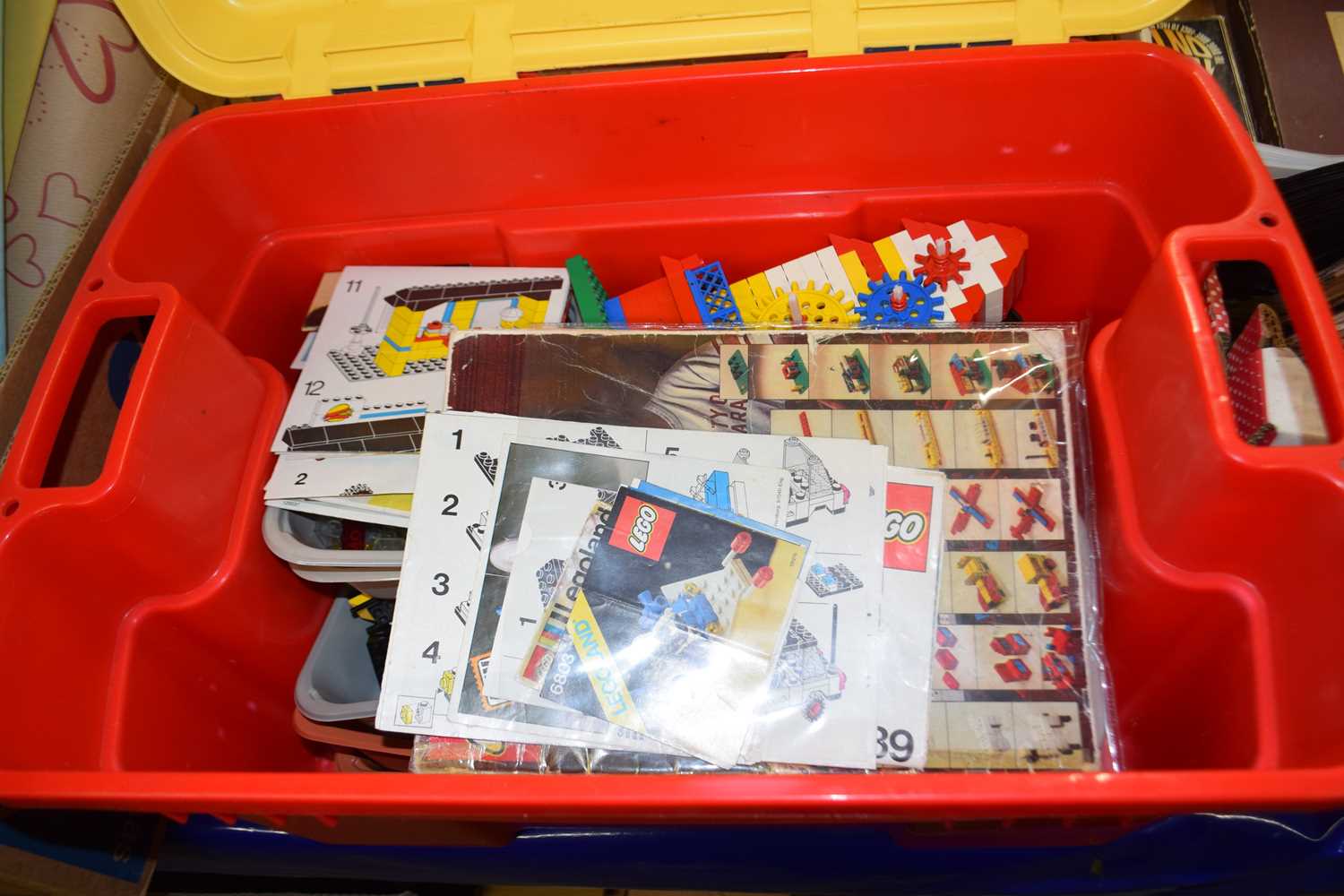 Large plastic box containing a quantity of modern Lego